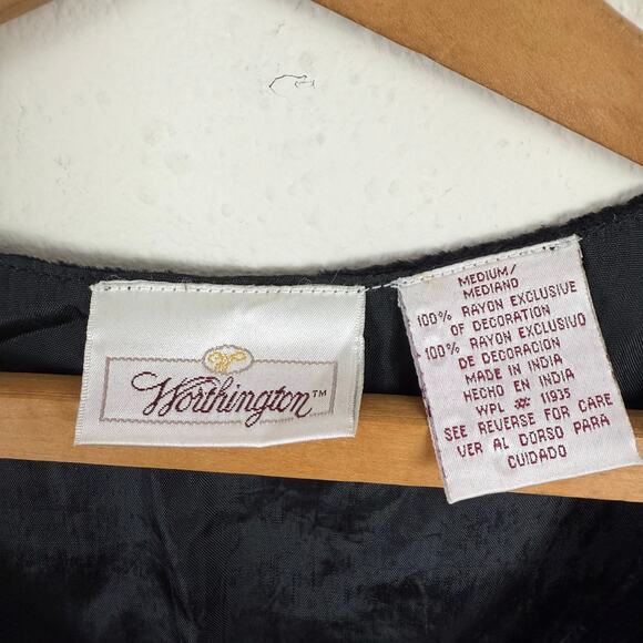 Vintage Worthington Women Mixed Media Vest Medium Velvet Floral Boho Whimsigoth - Picture 4 of 5